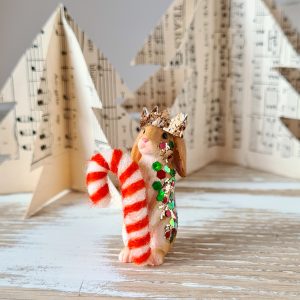 Jewel the Handmade Candycane Floppy Bunny Rabbit Christmas Cake Topper Animal