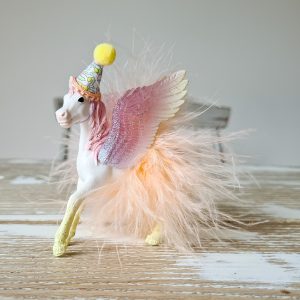 Schleich Sunset Pegasus Foal with Liberty Fabric Party Hat and Feather Tutu
