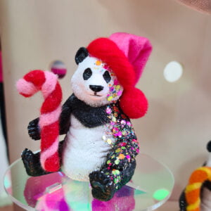 Kitsch Candy Cane Pink Panda - One of a Kind