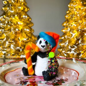 Kitsch Candy Cane Orange Panda - One of a Kind