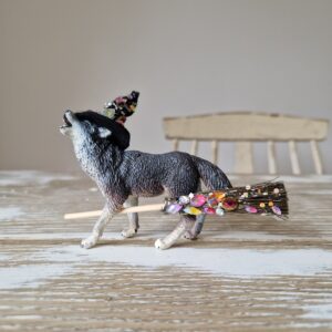Limited Edition Jewel and Sparkle Witches Hat and Broom Wolf
